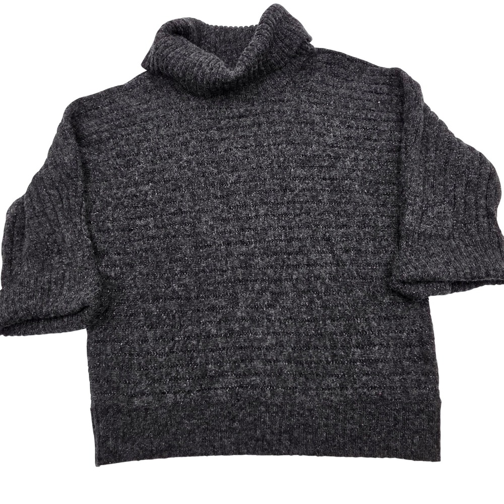 Jones New York Turtleneck Sweater Womens XL Charcoal Grey Wool Blend Knit